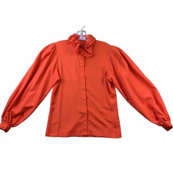 Liz Claiborne Tops - Vintage 80's Liz Clairborne Red Long Sleeve Ruffled Neck Blouse (461)